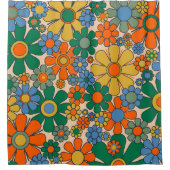 Rideaux De Douche Fleurs super Retro 60s les années 70 motif floral (Devant)