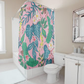 Rideaux De Douche Fleurs tropicales Abstraites, motif de guache pein (En situation)