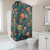 Rideaux De Douche Fleurs tropicales et Feuilles à papillons (En situation)