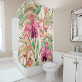 Rideaux De Douche Fleurs tropicales, fleur d'orchidées, feuilles de (En situation)