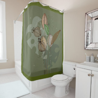 Rideaux De Douche Fleurs vertes
