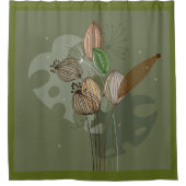 Rideaux De Douche Fleurs vertes (Devant)