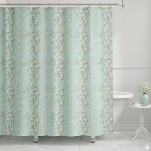 Rideaux De Douche Fleurs Vertes Vintage