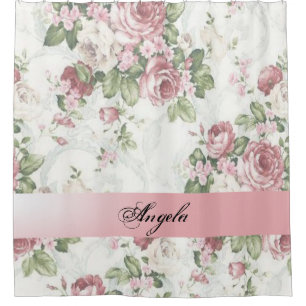 Rideaux De Douche Fleurs Vintage Shabby Chic - Personnalisées