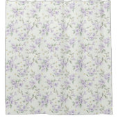 Rideaux De Douche Fleurs Violettes Étoiles Dorées Lunes (Devant)