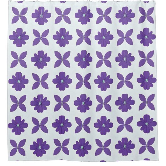 Rideaux De Douche Fleurs violettes sur fond clair (Devant)