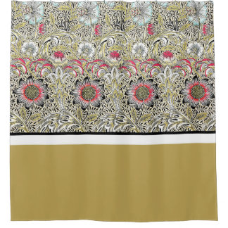 Rideaux De Douche Fleurs William Morris Rouge Jaune noir