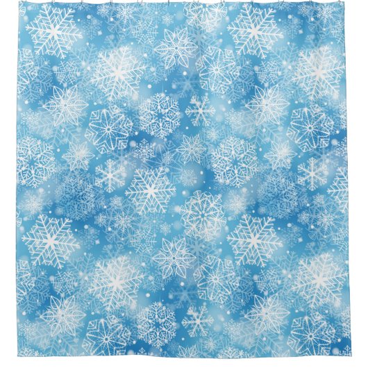 Rideaux De Douche Flocon de neige bleu (Devant)