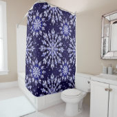 Rideaux De Douche Flocons de neige 3d bleus (En situation)