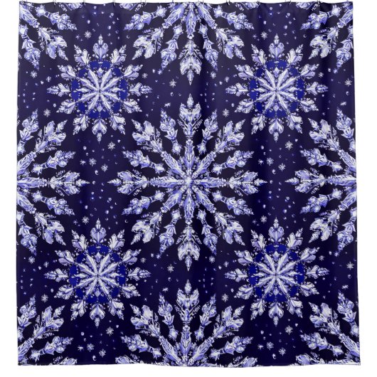 Rideaux De Douche Flocons de neige 3d bleus (Devant)