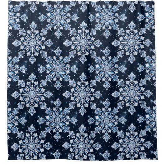 Rideaux De Douche Flocons de neige 3d bleus (Devant)