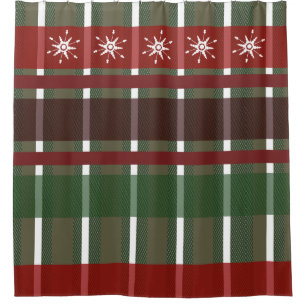 Rideaux De Douche Flocons de neige Buffalo Plaid Noël Fêtes