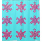 Rideaux De Douche Flocons de neige scintillants Rose Violet Turquois (Devant)