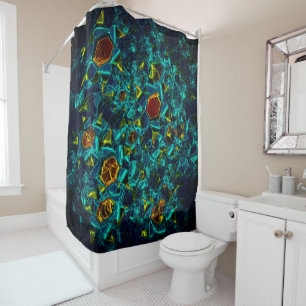 Rideaux De Douche Flor virtuel em azul gradiente, estilhaçada