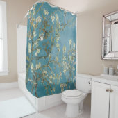 Rideaux De Douche Floraison d'amandier Floral Boho Bleu Classique Ar (En situation)