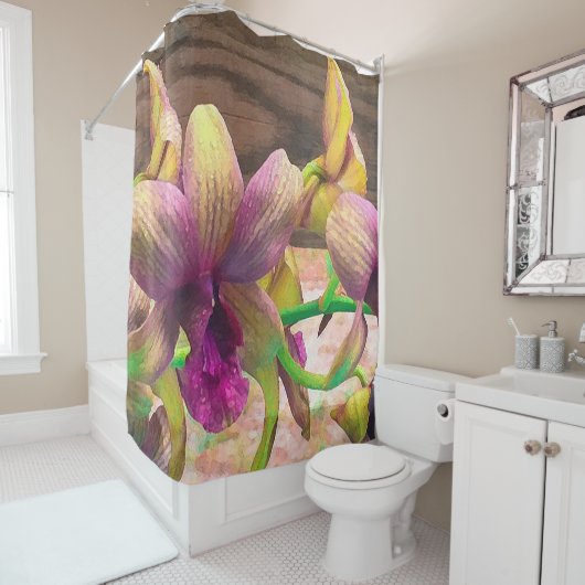 Rideaux De Douche Floraison d'orchidées (En situation)