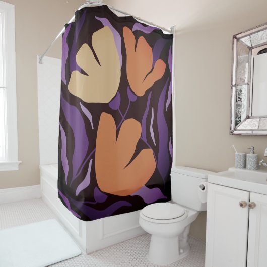 Rideaux De Douche Floral Artistic Bold Abstrait (En situation)