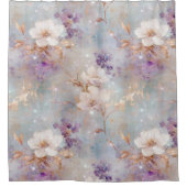 Rideaux De Douche Floral blanc d'or violet (Devant)