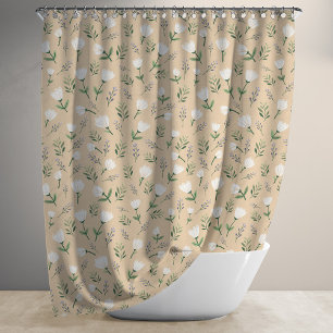 Rideaux De Douche Floral blanc scandinave
