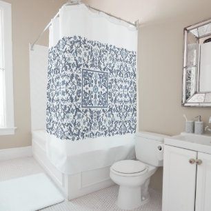 Rideaux De Douche Floral bleu de denim
