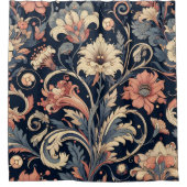 Rideaux De Douche Floral bleu marine (Devant)