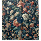 Rideaux De Douche Floral bleu marine (Devant)