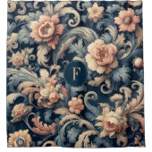 Rideaux De Douche Floral bleu marine (Devant)