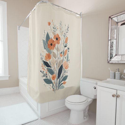 Rideaux De Douche Floral Boho Abstrait (En situation)