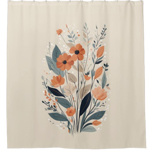 Rideaux De Douche Floral Boho Abstrait (Devant)