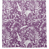 Rideaux De Douche Floral botanique violet et blanc (Devant)