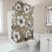Rideaux De Douche Floral Brown or noir blanc clair (En situation)