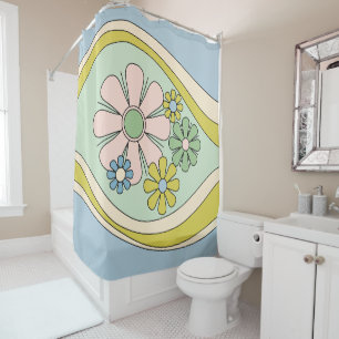 Rideaux De Douche Floral Daydream Retro Flower 60s les années 70 Pas