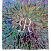 Rideaux De Douche Floral de macro Abstrait rétro avec Monogramme bla (Devant)