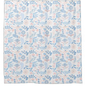Rideaux De Douche Floral design boho block print blue pink girly (Devant)