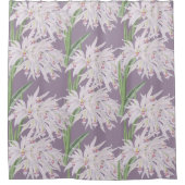 Rideaux De Douche Floral d'orchidées blanches sur pourpre (Devant)