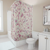 Rideaux De Douche Floral En Gris Et Rose Magenta (En situation)