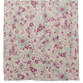 Rideaux De Douche Floral En Gris Et Rose Magenta (Devant)