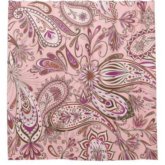 Rideaux De Douche Floral Ethnique : Design Oriental Paisley. (Devant)