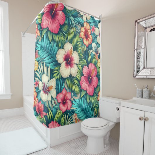 Rideaux De Douche Floral hawaïen/tropical (En situation)