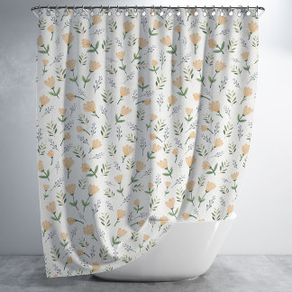 Rideaux De Douche Floral jaune scandinave