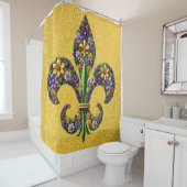 Rideaux De Douche Floral Mardi Gras fleur de lis (En situation)