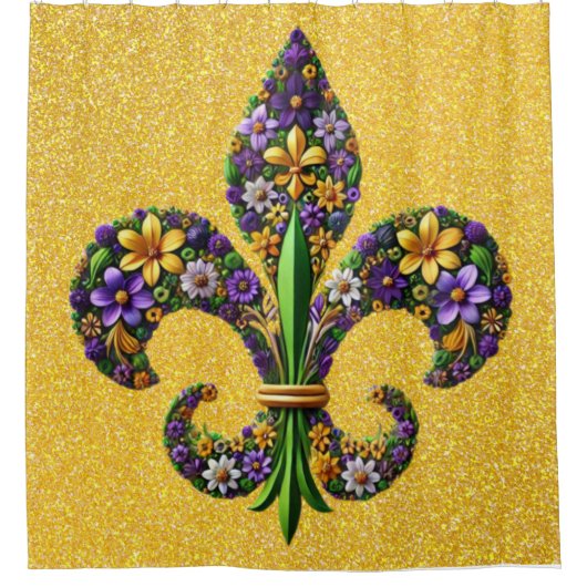 Rideaux De Douche Floral Mardi Gras fleur de lis (Devant)