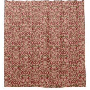 Rideaux De Douche Floral moderne rétro en rouge et vert