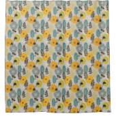 Rideaux De Douche Floral moderne rétro sur gris (Devant)