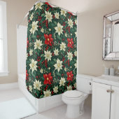 Rideaux De Douche Floral Motif de Noël (En situation)