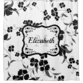 Rideaux De Douche Floral noir et blanc (Devant)