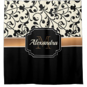 Rideaux De Douche Floral noir et blanc (Devant)