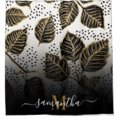 Rideaux De Douche Floral noir et doré (Devant)