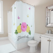 Rideaux De Douche Floral papillon (En situation)