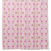 Rideaux De Douche Floral Rose Accentué De Vert Lime (Devant)